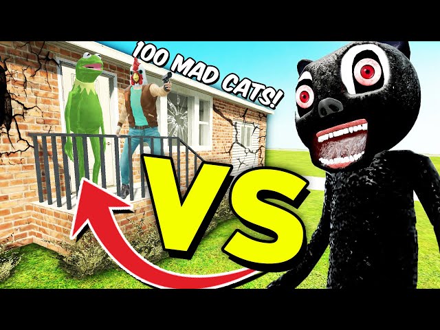 100 MAD CATS vs DESTRUCTIBLE HOUSE! (Garry's Mod Sandbox)