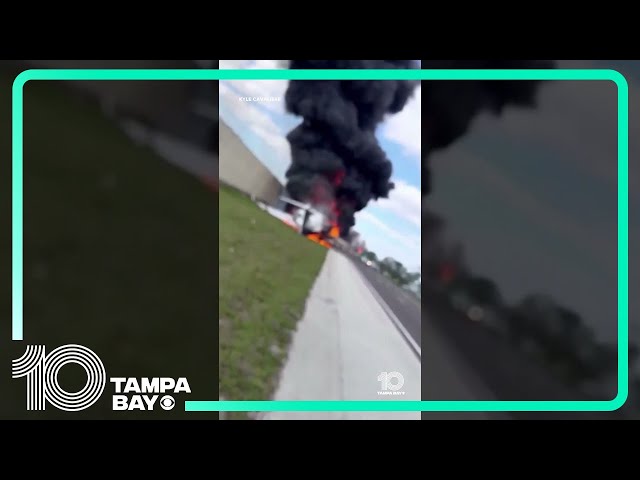Plane #crash survivors run from fiery wreckage alongside #Florida interstate. #10tampabay #jetcrash