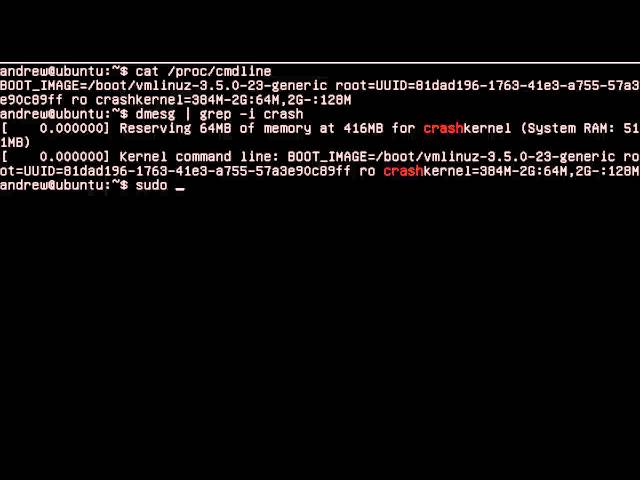UBUNTU enabling kernel crashdump