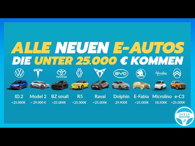 Diese günstigen E-Autos kommen unter 25.000 € | VW, Tesla, BYD, Renault, Skoda, Cupra & IZERA