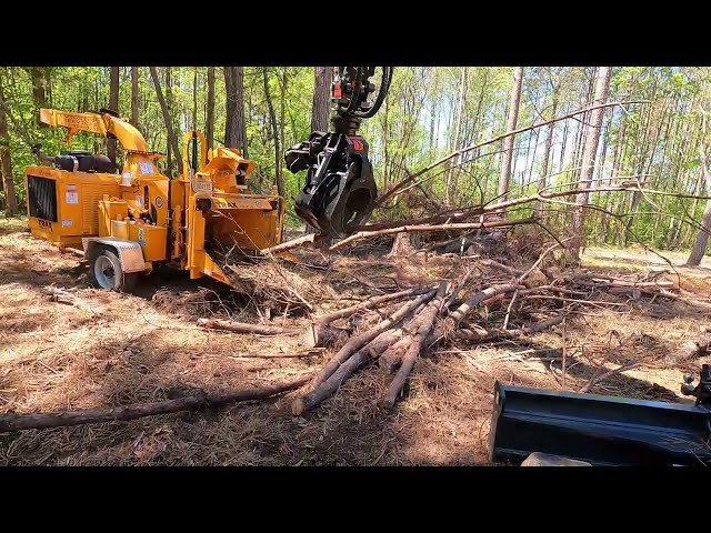 Chipping up brush piles