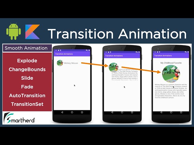 Android Transition Animation: Explode, Slide, Fade, ChangeBounds, TransitionSet, and AutoTransition