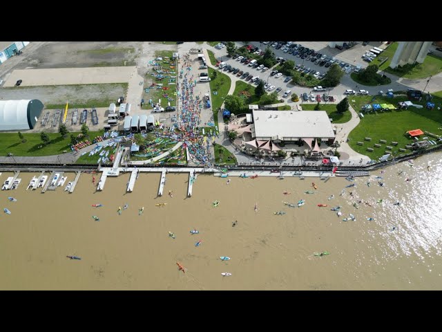Drone footage of 700 paddlers on the Cuyahoga River