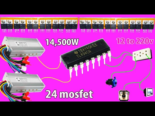 How to make a simple inverter 14.500W, 12 to 220v IRF 3205, creative prodigy #25