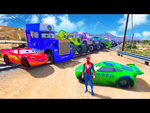 GTA V - FNAF and POPPY PLAYTIME CHAPTER 3 in the Epic New Stunt Race For MCQUEEN CARS by Trevor #003