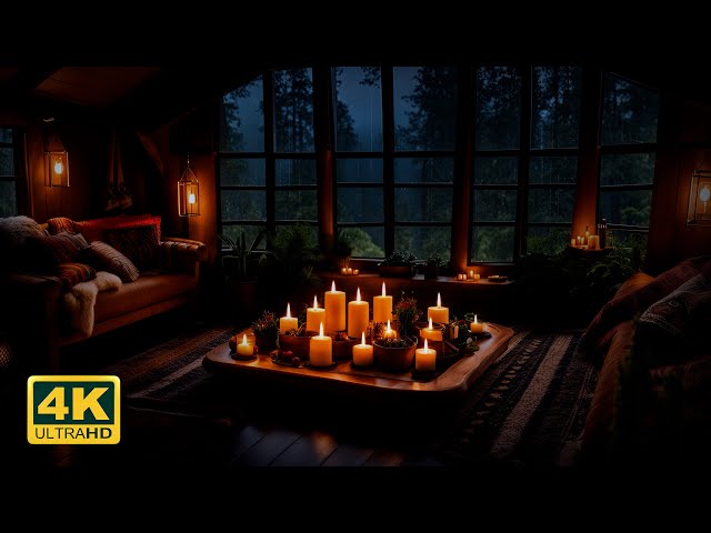 Rain Sounds - Enchanting Cabin in the Forest Rain 4K to Sleep Fast, Beat Insomnia, Sleep Deep