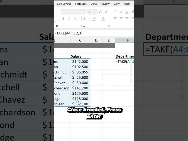 How to Use TAKE Function in Excel #shorts