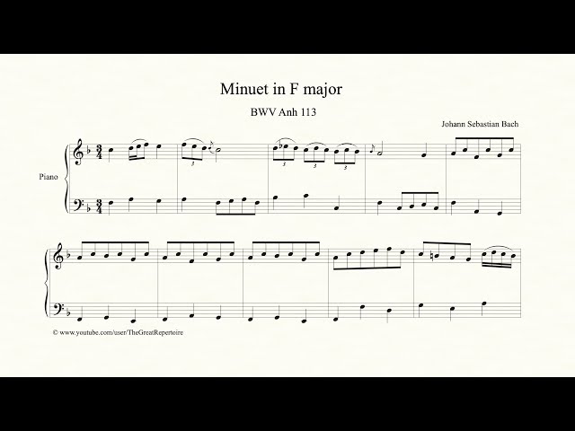 Bach, Minuet in F major, BWV Anh 113