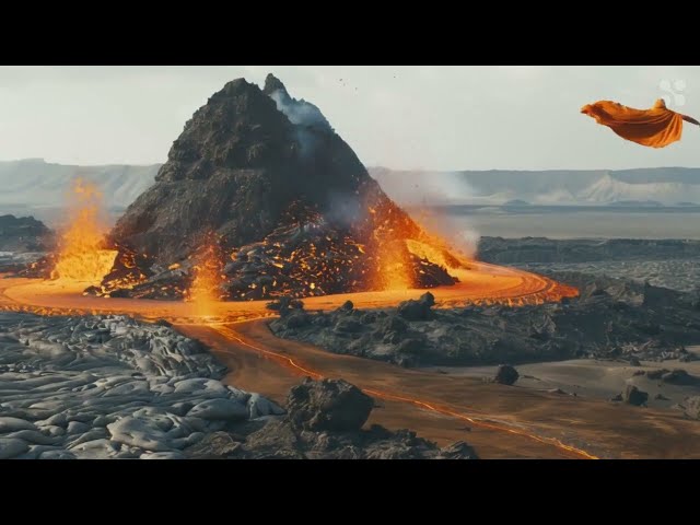 AI short horror film "Orange cloak men and lava" #scifi #horrorstories #volcano #desert #ai
