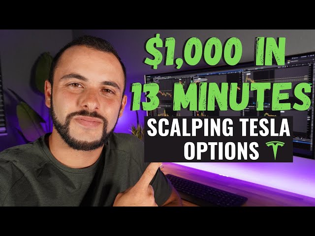 $1,000 in 13 Minutes Scalp Trading Tesla Options - VWAP Options Strategy