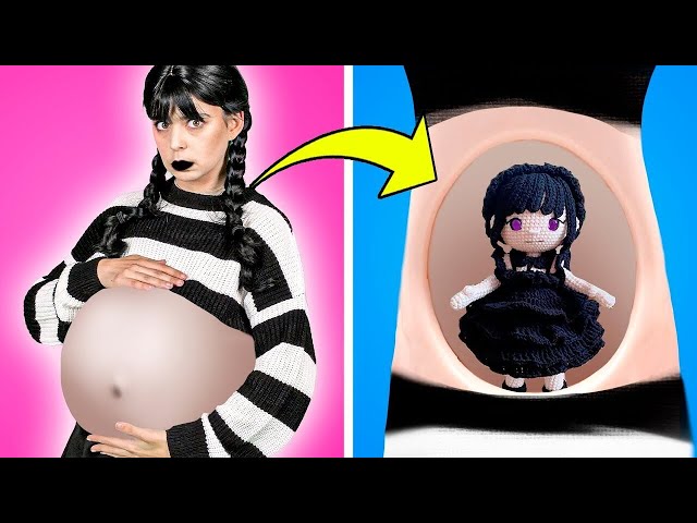Wednesday Addams vs Princess Peach Pregnant! Funny Relatable Situations, Incredible Hacks by Gotcha!
