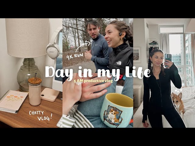 6AM PRODUCTIVE VLOG: working from home, 9km run, life updates!