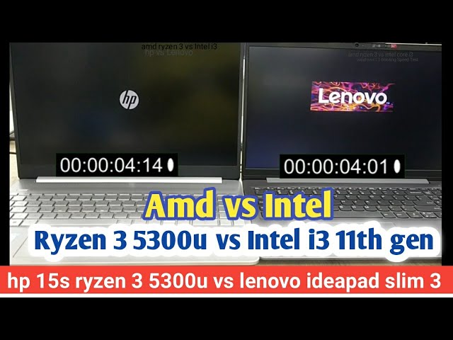 hp 15s ryzen 3 5300u vs lenovo ideapad 3 | amd vs Intel speed test | i3 11th gen vs ryzen 3 5300u