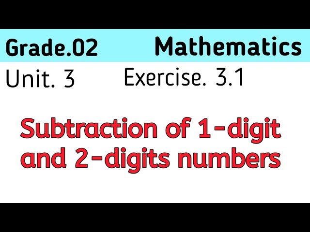 Subtraction || Exercise 3.1 || Mathematics class 2nd