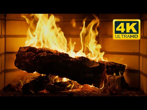 🔥 Cozy Night with Fireplace 4K (12 HOURS). Fireplace Ambience. Relaxing Fireplace with Burning Logs