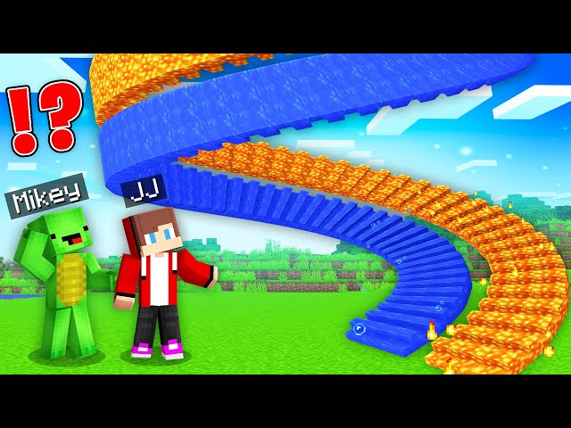 JJ and Mikey Found THE SPIRAL LONGEST STAIRS : LAVA vs WATER in Minecraft Maizen!
