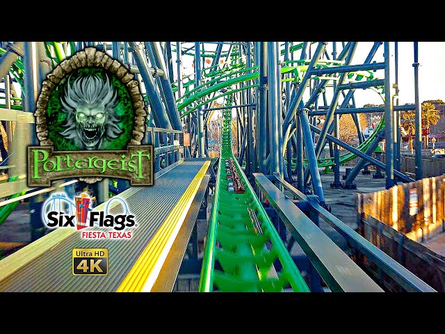 2024 Poltergeist Roller Coaster Front Seat On Ride 4K POV with Queue Six Flags Fiesta Texas