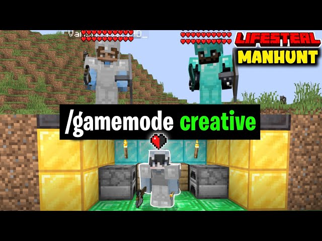 Minecraft Lifesteal Manhunt (1V2) But I Secretly Used CREATIVE Mode...