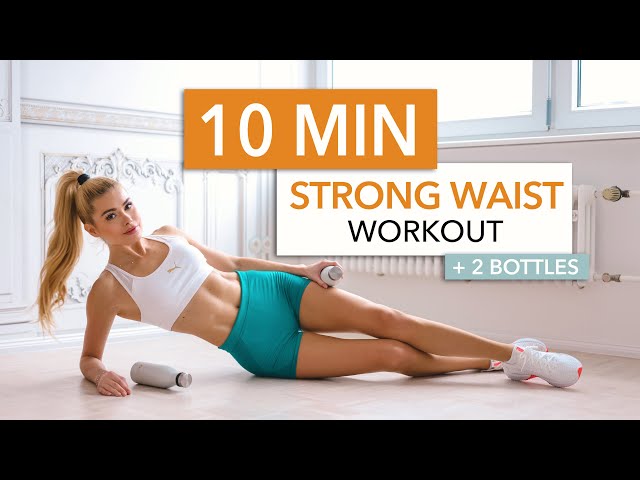 10 MIN STRONG WAIST - for ab lines & a strong side belly / with Bottles or Weights I Pamela Reif