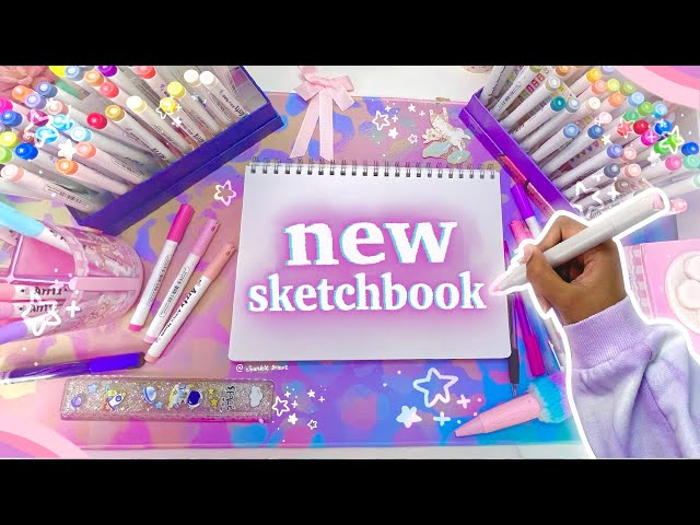 first page of my new sketchbook 🌸 art vlog (drawing, clay, new stationery, organising & more)