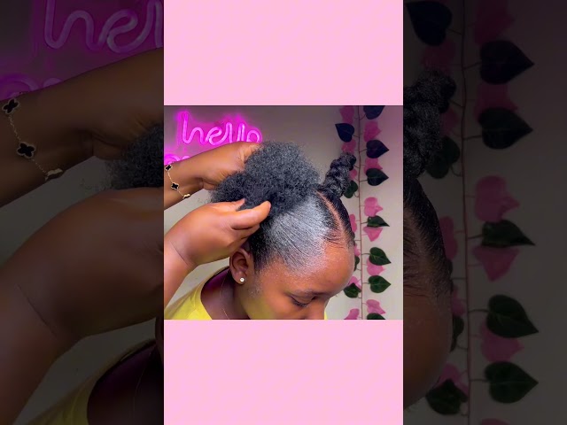 Easy sleek space bun 4c natural hairstyle 🦋💖