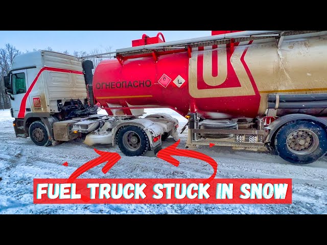 In Russia Don't Drive In Snow Like This! | Gasoline Truck Dangerously Stuck In Snow In Russia