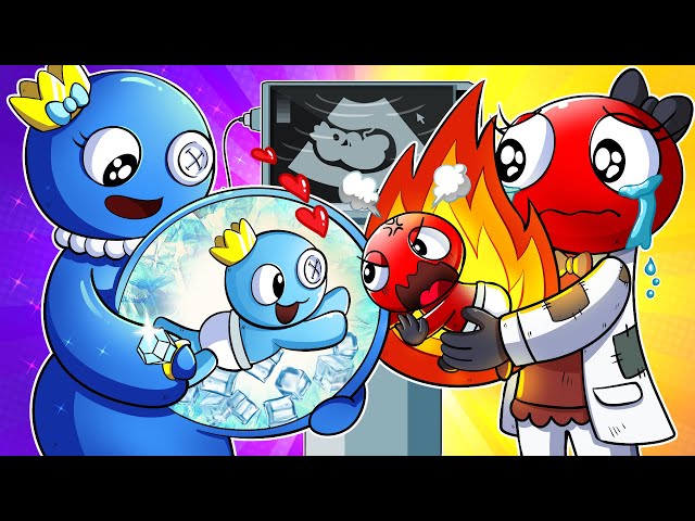 [ANIMATION] Hot Vs Cold Rainbow Friends Animation! RED VS  BLUE Babies Mukbang | SLIME CAT