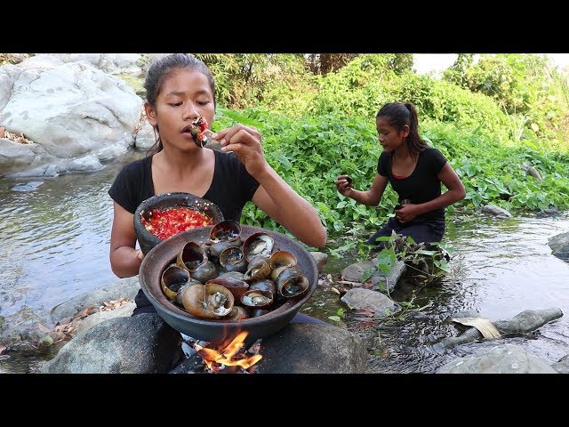 Survival skills: Catch and Cook Snail for Lunch and Eating delicious Ep 54