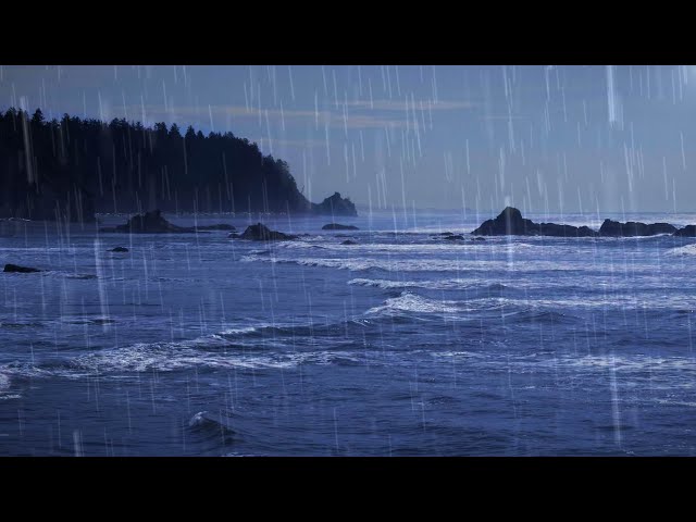 Ocean Waves and Gentle Rain 🌊 🌧️ Relaxing Water Sounds for Sleep