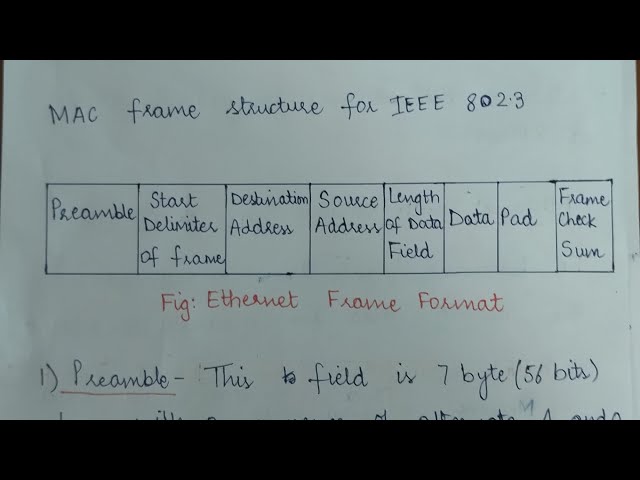 Ethernet frame format in data link layer | IEEE 802.3