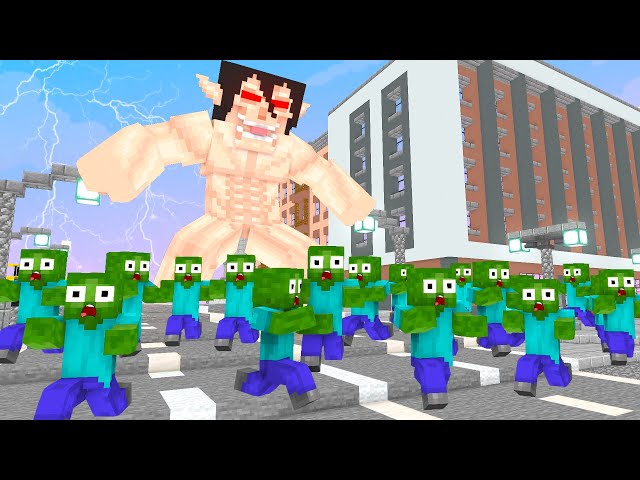 Monster School Titan VS 1000 Zombie  - Minecraft Animation
