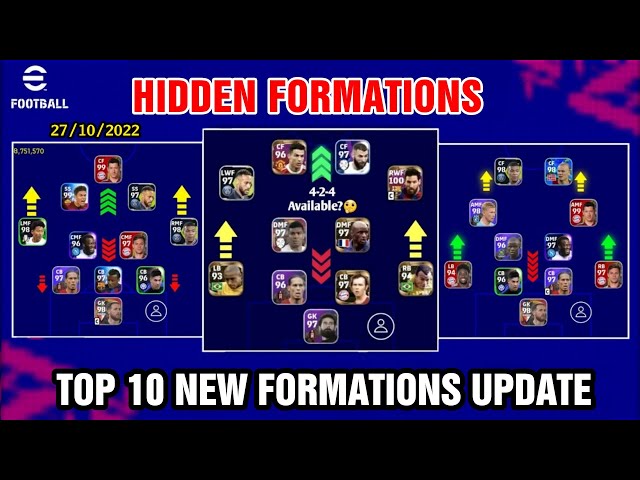 Top 10 New Formations Update In eFootball 2023 Mobile || 4-2-4 Formation Available !?