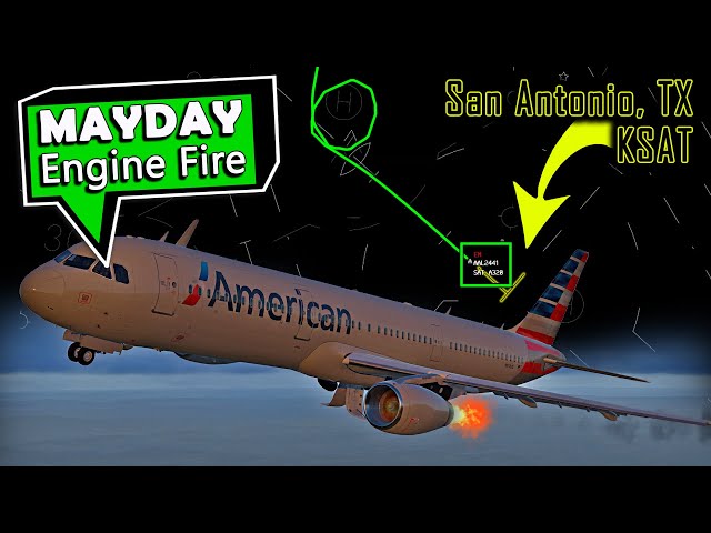 American A320 has LEFT ENGINE FIRE while landing at San Antonio, TX