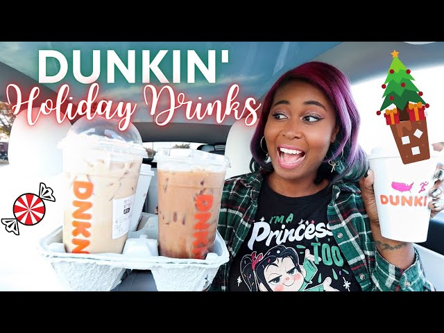 Trying Dunkin Donuts Holiday Drinks 2021 | White Mocha Hot Chocolate and Peppermint Mocha Cold Brew