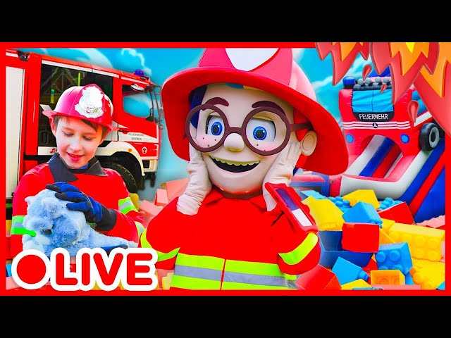 🔴 LIVE | FIRE TRUCKS, SLIDES AND GAMES 🚒 Kids Pretend To Play Compilation