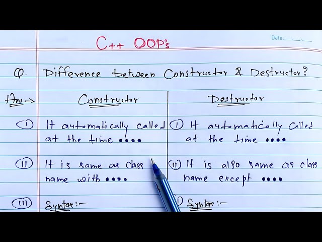 Difference between Constructor and Destructor in C++ in hindi | Constructor Vs Destructor