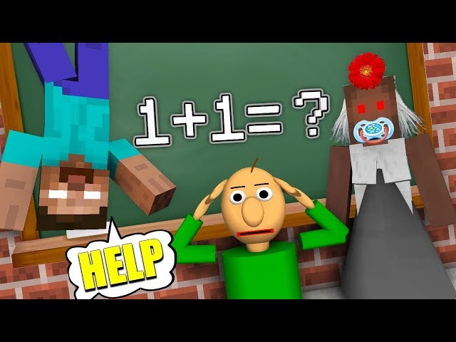 Monster School : GRANNY & BALDI'S BASICS GAME CHALLENGE - Minecraft Animation