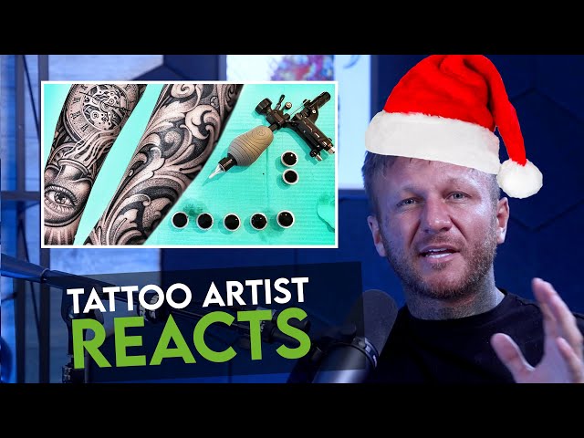 Tattoo Artist Reacts - Lil B Tattoo Rose & Pocket Sleeve Watch Tattoo Timelapse