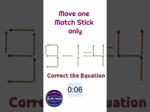 Matchstick Puzzle #maths #puzzle #matchsticks #riddles #shorts #youtubeshorts