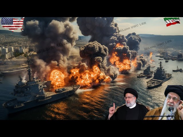 10 minutes ago!  50 Iranian warships burnt to the ground at the largest warship base in the Red Sea