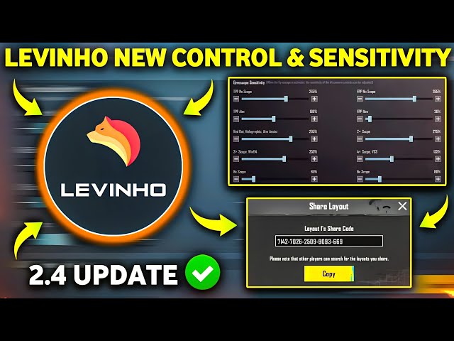 🔥New Levinho 2.4 Update Sensitivity Code & Levinho control code Pubg/Bgmi & Levinho sensitivity pubg