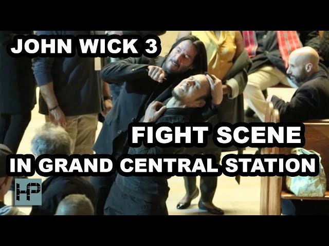 'John Wick 3' -- Keanu Reeves & Mark Dacascos Film Fight Scene in NY's Grand Central Station