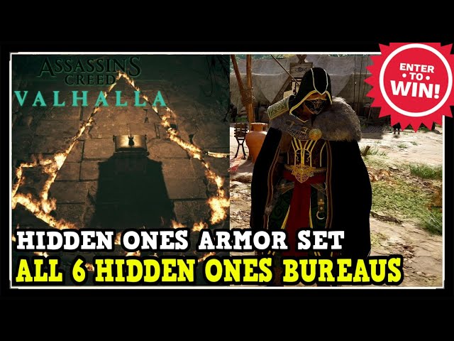 Assassin's Creed Valhalla All 6 Hidden Ones Bureaus & Hidden Ones Armor Set & Bayek Easter Egg