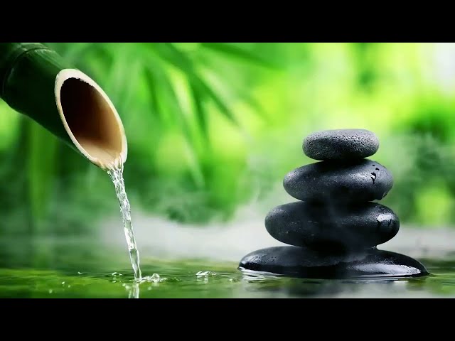 Bamboo Water Fountain and Healing Music - Relaxing Music With The Sounds of Nature
