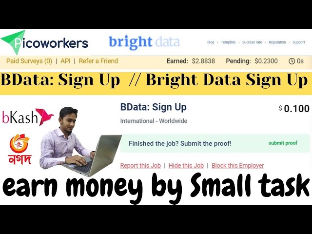 How to do BData: Sign Up on picoworker  ||  Bright Data sign up  ||  Easy sign Up On picoworker