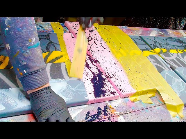Pop Art / Abstract Painting Demo With Masking Tape and Acrylic Paint | Magicae