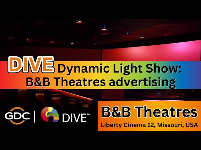 DIVE Dynamic Lighting Show: B&B advertising. Make a Cinematic Pre-show Impact!