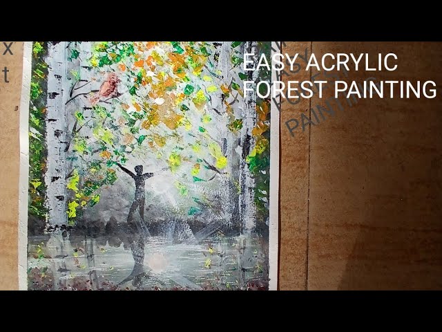 Easy Acrylic Painting/Forest Painting For Beginners