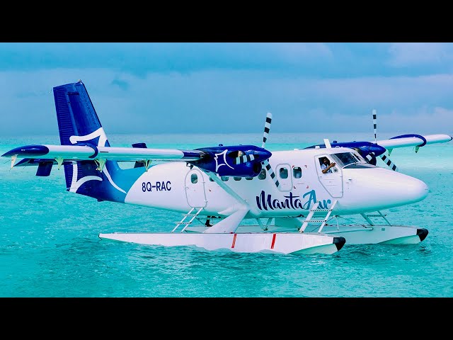 Maldives seaplane flight | Cockpit view (4K) | SPECTACULAR experience
