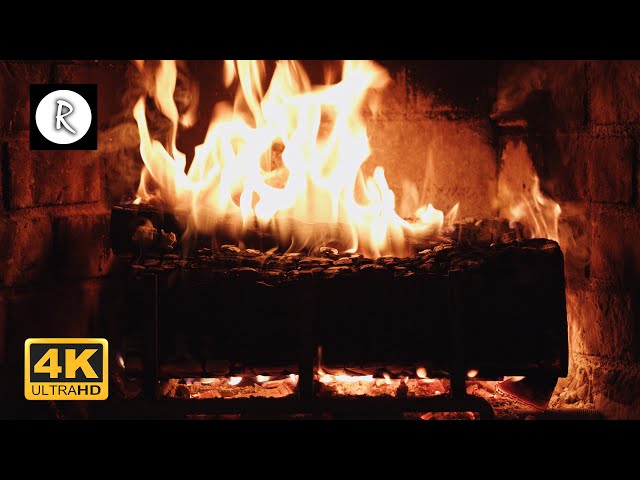 🔥 Crackling Fireplace w/ Snowstorm, Blizzard & Howling Winds Outside | Relaxing Sounds for Sleep 4K